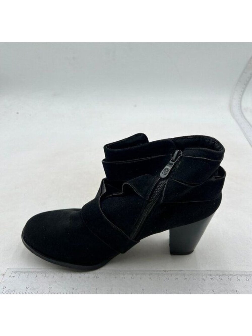 Women Stylish Pointed Toe Chunky Stacked High Heels Ankle Booties Dressy Black